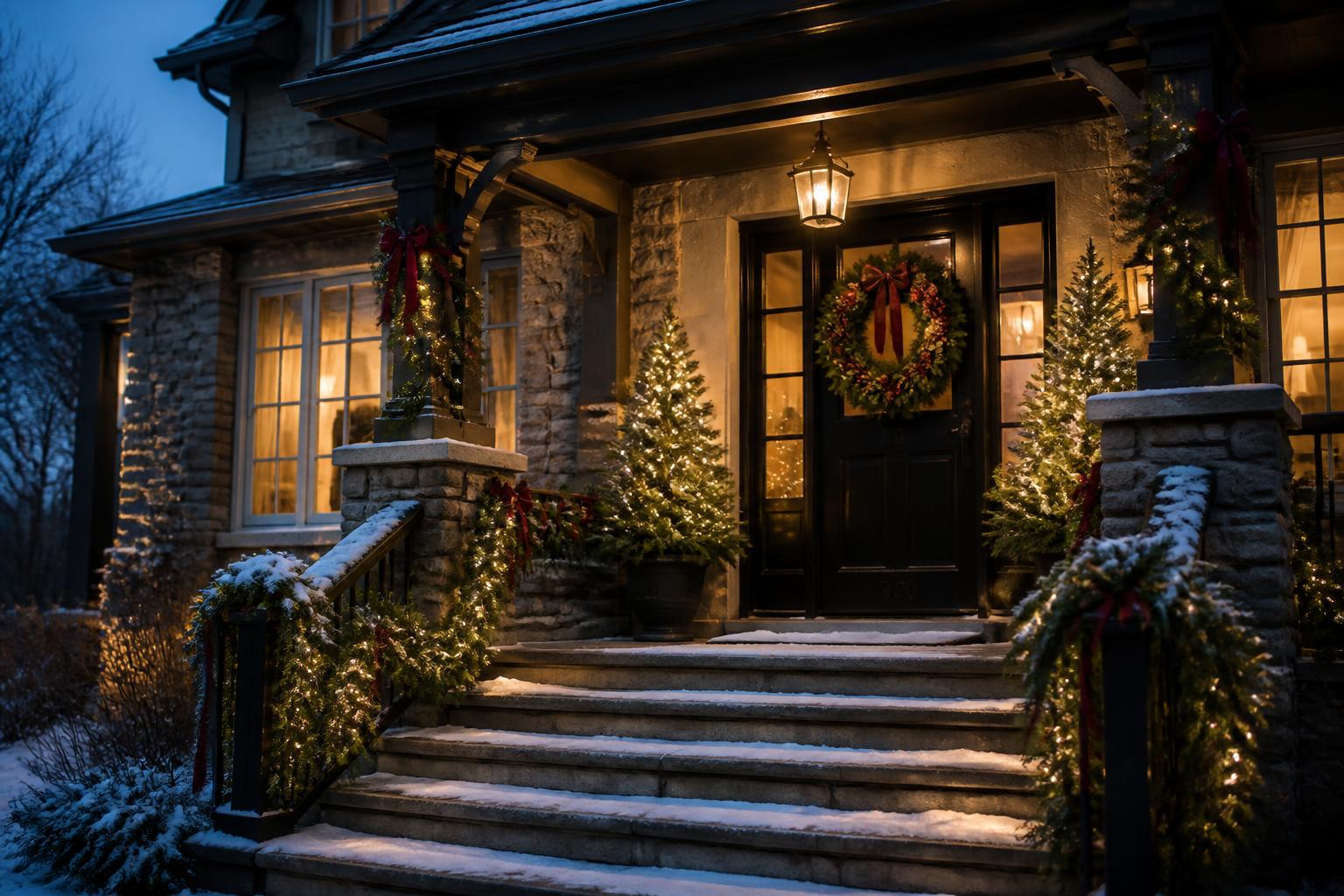 Festive holiday greenery and decorating