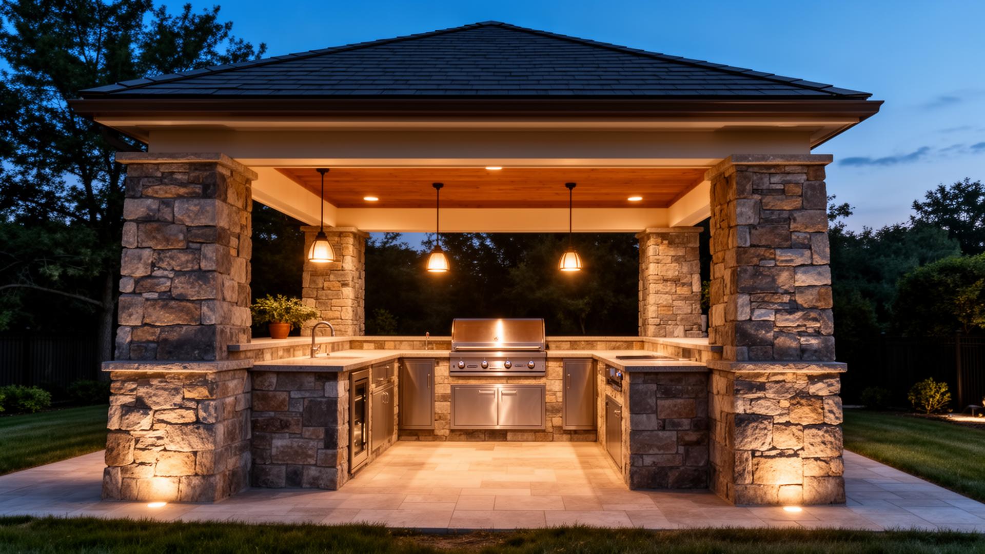 Outdoor kitchen and lounge